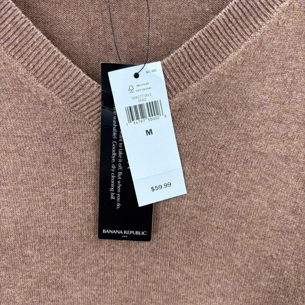 Banana Republic Premium Luxe V-Neck Sweater Mens Medium Silk Cashmere Blend NWT